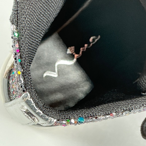 Nina Size 13 Kids Yuti Star High Top Sneakers Silver Black Glitter Lace Up Zip - Picture 5 of 16